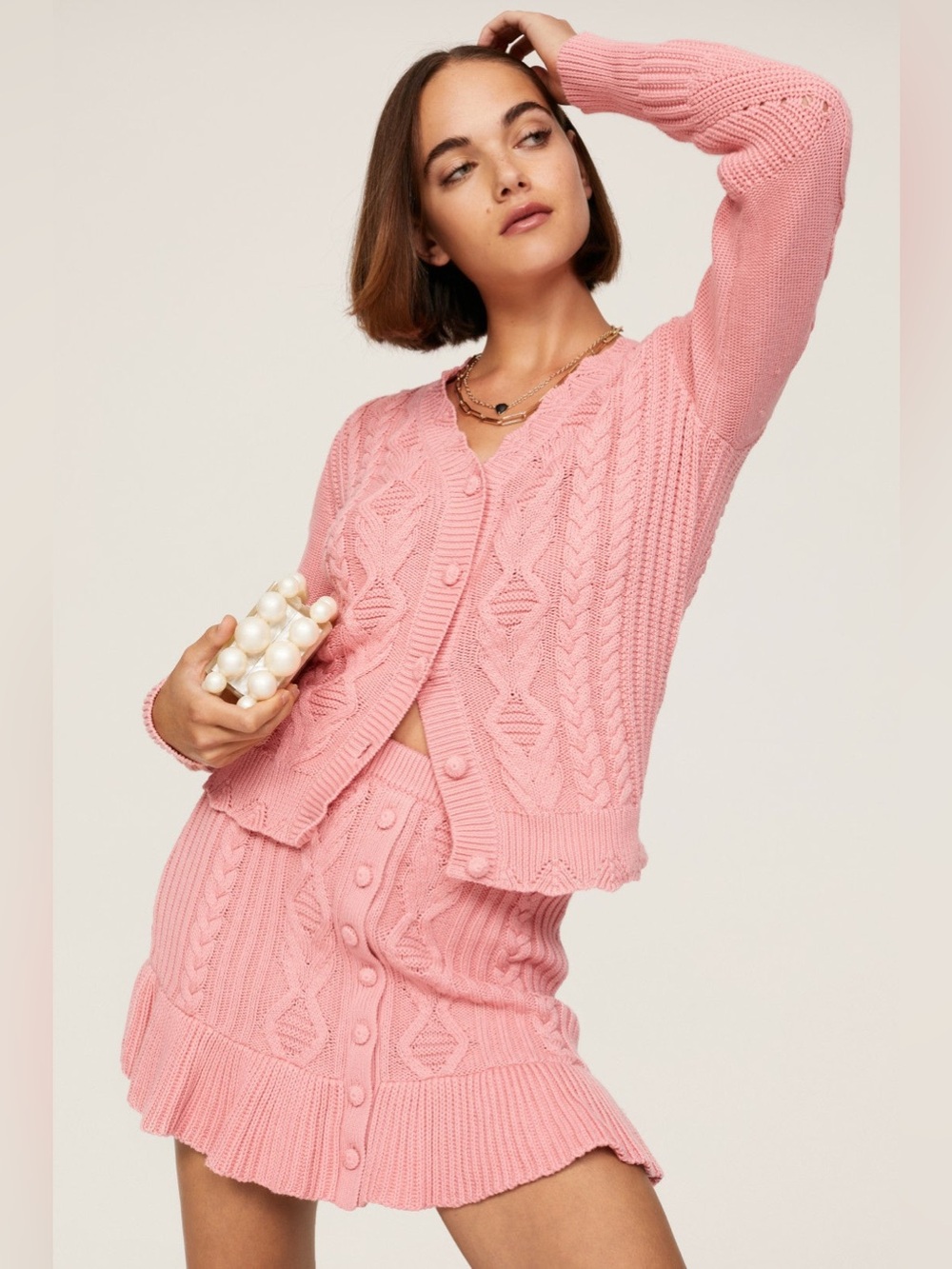 LoveShackFancy Pink Cable-Knit Set